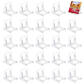 NUWIQ Pack of 24 Plastic Stand Stands, 6.5 x 5 x 5.5 cm Adjustable Plate Stand, Decorative Plate Holder, Clear, Acrylic Stand, Plastic Plate Stand, for Photos, Other Small Collectibles