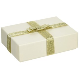 TAKEMEKI Gift Box, Lame White (L), Gold Ribbon Included, Present, Gift, Gift, Wrapping, Packaging, Paper, Sticking Box, Plain, Large Accessories, Events, Birthday, Girlfriend, Boyfriend, Marriage,