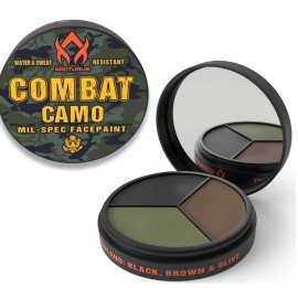 Arcturus 3-Color Camo Face Paint - Water & Sweat Resistant - Built-In Mirror for