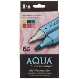 Spectrum Noir Aqua Artist's Water Based Dual Nib Marker Colouring Pens, Earth, Pack of 6, 19 x 9.6 x 2.1 cm