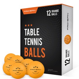 PRO SPIN Ping Pong Balls - 3-Star Premium Orange Table Tennis Balls | High-Performance 40+ ABS Professional Quality | Ultimate Durability for Indoor & Outdoor Ping Pong Tables (Pack of 12)