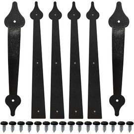 ZEKOO Steel Decorative Garage Door Hinges Handles Iron Hardware Kit Color Black 6 PCS (Not Magnetic)…