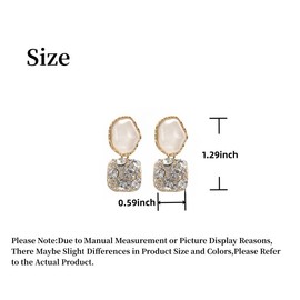 2PCS Women's Square Ear Clips Clip On Earrings,Non Pierced Earrings for Brides, Bridesmaids, Prom and Wedding (Golden White Ear Clips)