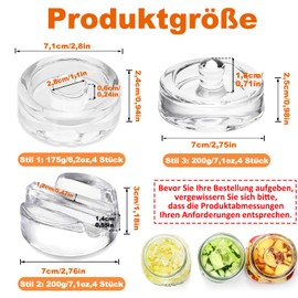 Pack of 4 Fermentation Weights, Fermentation Weights Weight Diameter 7 cm, Glass Weights for Fermentation with Wide Opening, Fermentation Glass Weights for Fermenting Sauerkraut, Carrots, Kimchi, Pickled