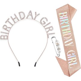 Birthday Sash Birthday Crowns for Women,Birthday Girl Sash & Crown Set,Birthday Tiara Headband,Birthday Crown for Girls,Princess Crown for Birthday Girl Party,Gift Decoration