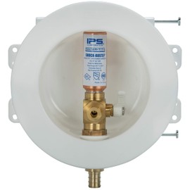 Water-Tite 88377 Mini Round Ice Maker Outlet Box - Quarter-Turn Brass Hammer Arrester Valve, 1/2-Inch ASTM F1807 Connection, White Plastic