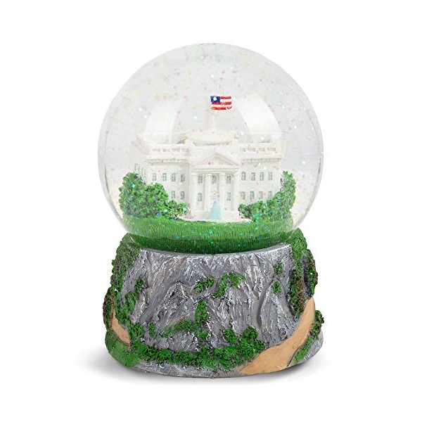 Washington DC Capitol 100mm Resin Glitter Water Globe Plays Tune