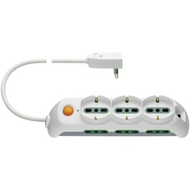 VIMAR FP00533.C.B Power Strip with Light Switch and Surge Limiter 3 Universal Sockets 6 Sockets White