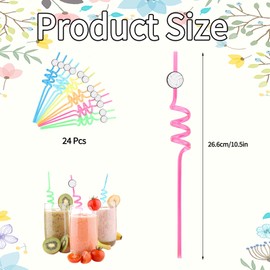 24 Pcs Volleyball Party Straws, Funny Volleyball Party Favors Colorful Twisty Drinking Straws, Reusable Theme Straws Bulk for Volleyball Goodie Bags Stuffers Sports Birthday Party Favors Decorations