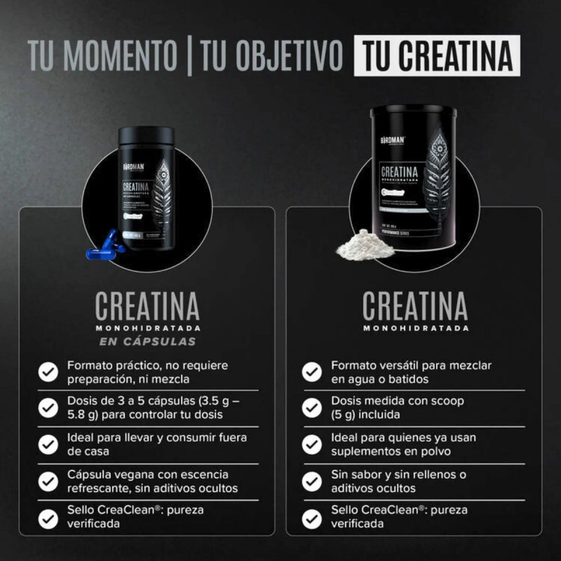 Birdman Creatina Monohidratada Vegana 125 Cápsulas 25 Servs Sin Sabor