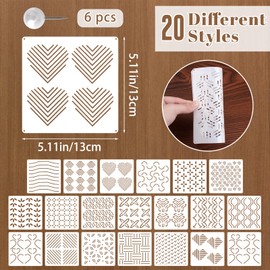 URROMA Plastic Sewing Template, 20Pcs Sashiko Stencil Kit Square Plastic Sewing Templates Various Embroidery Pattern Stabilizer for Sewing