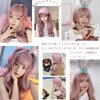 Pink Long Wig, Pink Full Wig, Waves, Curly Hair, Semi-Long