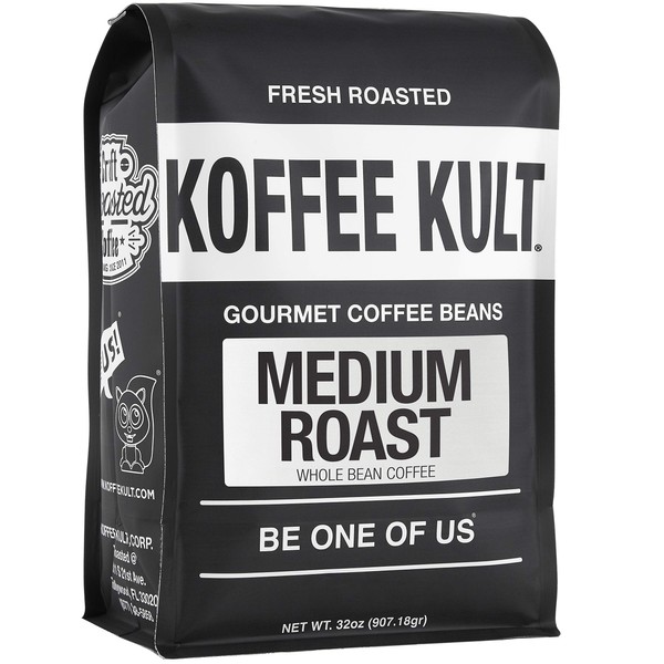 Koffee Kult Koffee Kult Medium Roast Smooth and Flavorful Medium Roast Coffee Beans- Perfect for a Relaxing Cup Anytime (Medium Roast, 32oz)