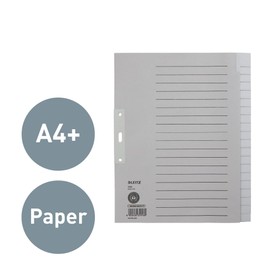 Leitz 12003085 Index Sheets Blank A4 Paper 20 Sheets Pack of 5 Grey