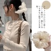 CHANGJIQ シュシュ ヘアアクセサリー 3点セット 光沢あり 無地 ボリューム 大ぶり ヘアゴム まとめ髪