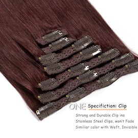 BGTTI Wine Red Hair Extensions Clip in Synthetic Hair Thick Hair Extension Full Head Seamless Double Weft Lace Remy Hair Extensions Clip in Hair Synthetic Hair with 16 Clips 140g 22inch Curly