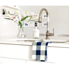 Blue Kitchen Towels 6 Pack, Spring Dishtowels 100% Cotton, 30"x20", Plaid Pattern Dish Tea Towels with Hanging Loop - Absorbent, Washable and Durable Dish Cloths (6 Pack)