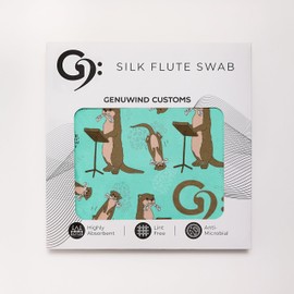 Genuwind Customs Silk C Flute Swab | 100% Pure Mulberry Silk | Safe & Gentle on Flutes | Non-Treated for Enhanced Absorption & Drying | Premium Stitching | 10”x10” (Otters, 10"x10")
