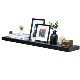 WELLAND WELLAND 60 inch Black Mission Floating Shelves for Wall, Bathroom Wall Mount Shelves, Wood Modern Display Shelves, Book Shelves,for Bedroom,Living Room and Kitchen