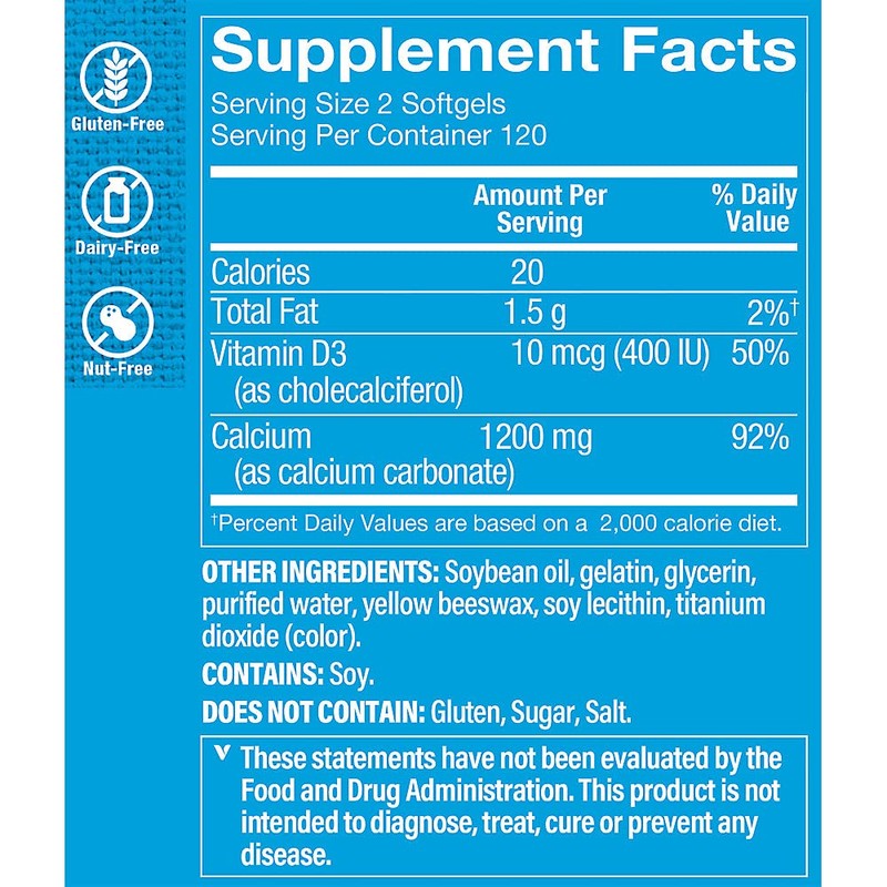 The Vitamin Shoppe Calcium with Vitamin D3 1,200MG, Supports Bone