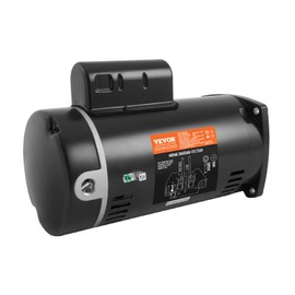 VEVOR 1 HP Pool Pump Motor, 3450 RPM High Speed, 115V (9.0 Amps) / 230V (4.5 Amps), 90μF/250V Capacitor, 1.25 SF, CCW Rotation, 56Y Square Flange Replacement Motor for Swimming Pools, Spa Centers