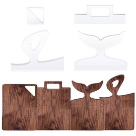 LYMOI 4 Pcs Router Templates for Woodworking, Acrylic Charcuterie Board Handles Template, Clear Cutting Board Template, Angled Curvy Tracing Stencils Guide Tools for Kitchen (Mermaid Style)