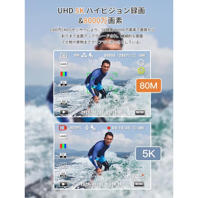 AiMike 5K Digital Camera - Can Send to Smartphone, WiFi