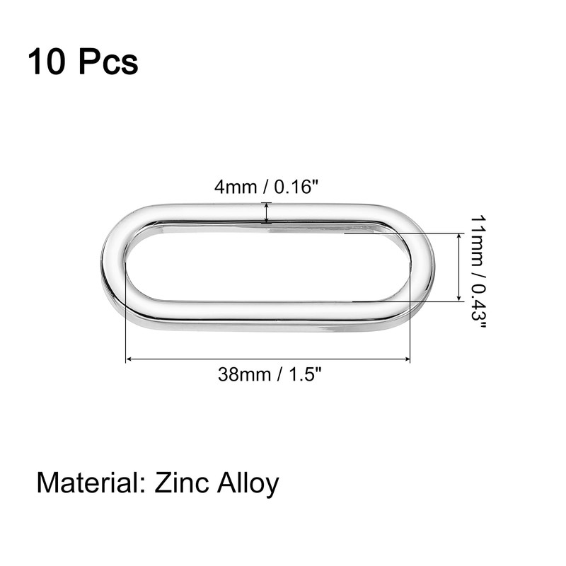 sourcing map 10 Pcs Metal Oval Ring, 3/4" Flat Oval