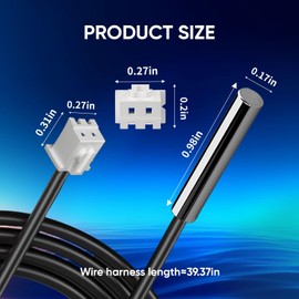 6 Pcs 10K Temperature Sensor Probe, 1 M Waterproof 10K Thermistor, Stainless Steel 3950 NTC Thermistor Sensor Probe with 1% Precision, for Refrigerator, Aquarium, Industrial, Water Dispenser Parts etc