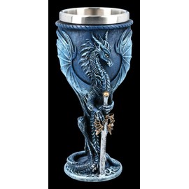 Dragon Fantasy Drinking Goblet Sea Blade Design by Ruth Thompson | Wine Cup Decorative Item with Stainless Steel Insert H 18 cm