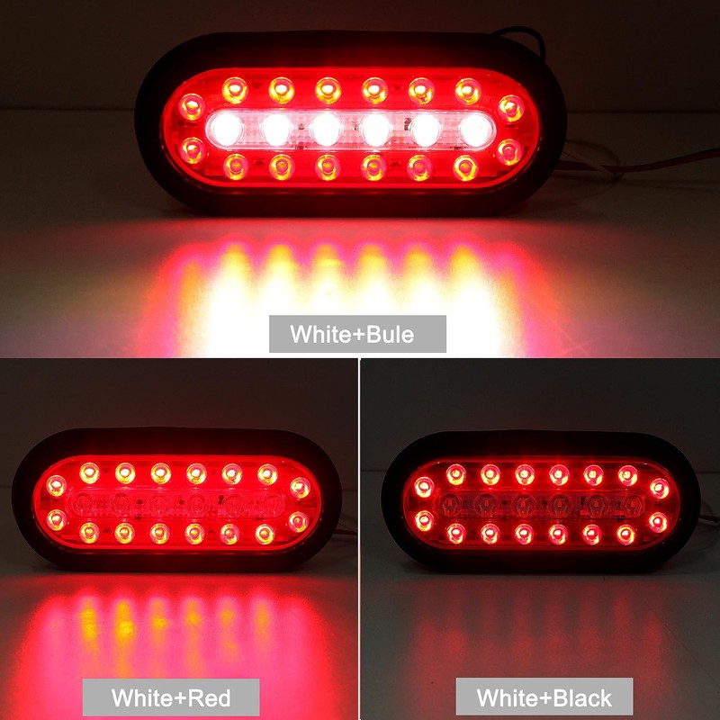 Konrali 4Pcs 6Inch Oval Led Trailer Tail Lights with Backup