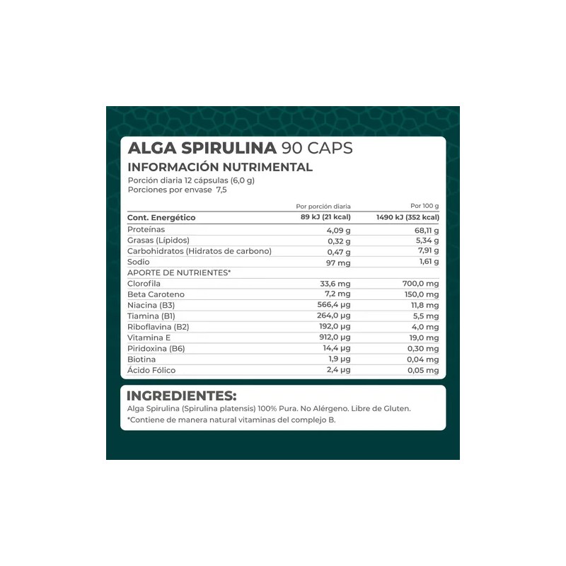 Suplemento Alga Spirulina (90 Caps) - Pronat