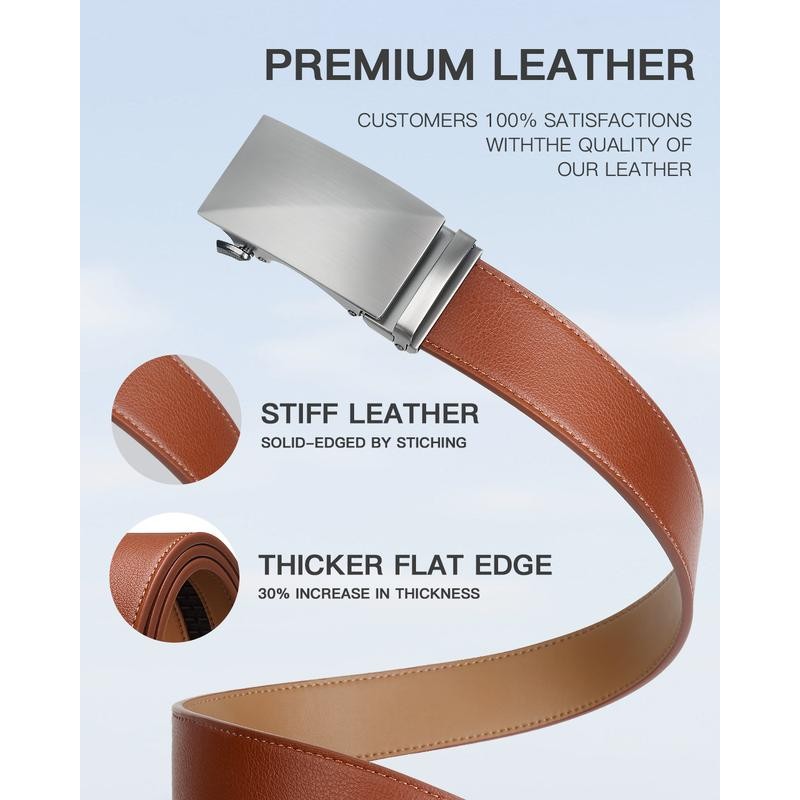 Men's Carbon Fiber Slide Ratchet Belt with Adjustable Automatic Buckle