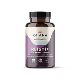 Ohana Reishi+, Organic Mushrooms Blend, USDA-Organic Whole Food Mushroom Supplement, Non-GMO, Gluten-Free, 90 Capsules, Pack of 1
