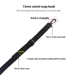 BAIWOAK Plastic Snap Hook 13 to 15mm Plastic Snap Hook Swivel Snap Hook Swivel Claw Buckle Locking Hook for Strap Black, black