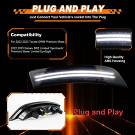 VEKTORIS LED Smoked Lens Front Wheel Side Marker Light Assembly for 2022 2023 Toyota GR86 Subaru BRZ -(L+R)White Side Marker Lamp Kit, Plug & Play, OE Number# 84411CC010 (Smoked Lens White LED Light)