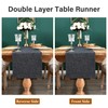 Reversible Double Layer Table Runner Faux Linen Fabric Charcoal Table