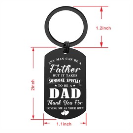 ENGZHI Stepdad Gifts Step Dad Keychain - Thanks for Putting Up With My Mom - Bonus Dad Fathers Day Birthday Christmas, Metal Engraved