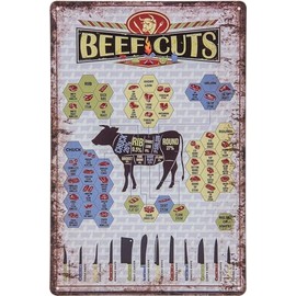 30 x 20 cm - Tin Sign - Beef & Cuts - Funny Saying, Overview - Garden, Party, BBQ, Steak - Grillmeister Decorative Sign ..