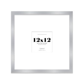 12x12" Square Picture Frame, Display Pictures 8x8" With Mat or 12x12" Without Mat, Wall Hanging & Free Standing Photo Frame, Silver, 1 Pack