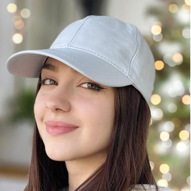 Lukkizara Genuine Leather Baseball Cap Adjustable Strap Plain Real Lambskin