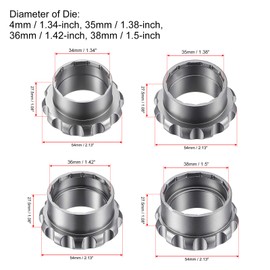 sourcing map Watch Case Opener Dies 4pcs, Case Remover Tool Screw Back Opener for 34/35/36/38mm Watch Repair, Chrome Steel Black