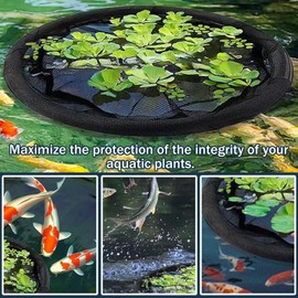 Pond Plant Protector - Decorative Floating Pond Ring & Fish Barrier, Durable Black Screen for Preformed Ponds & Garden Spa, Protects Plants from Fish, Easy to Install (2-Pack)