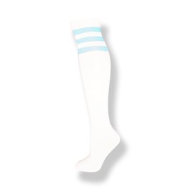 NEON NATION - Calcetines unisex de tubo de equipo con rayas de varios colores, Blanco con rayas azules bebé, One Size