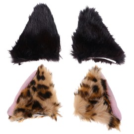 Healvian 2 Pairs Animal Ear Hairpins for Furry Hair Clips Cute Accessories for Cosplay Parties and Events Comfortable Hair Barrettes Leopard Print