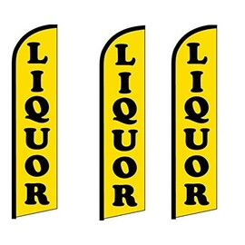 R and R Industries Liquor Flags Pack of 3 | 2.5ft x 11.5ft Liquor Store Advertising Flags | Weatherproof Polyester Outdoor Business Flags | Feather Flags (Mount and Poles Not Included)