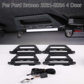 Tempsnow Grab Handles with Dome Lights for 2021 2022 2023 2024 2025 Ford Bronco 2 Door/4 Door Front Row Alloy Grab Handles with LED Dome Lights Flexible Hand Grip for Bronco