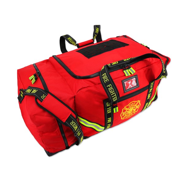 Lightning X Fireman Premium 3XL Firefighter Rescue Step-In Turnout Fire Gear Bag w/ Shoulder Strap & Helmet Pocket (Red)