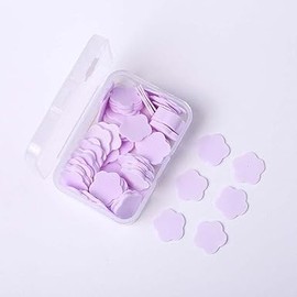 100Pcs Purple Mini Portable Travel Soap Paper Sheets,Flower Shape Disposable Paper Soap Flakes, Hand Wash Cleaning Washing Hand Toiletry Sheets Cleansers