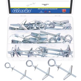 Glarks 18pcs M4 M5 M6 O-Shaped Eye Bolt Toggle Anchors Set for Drywall, Toggle Bolts, Butterfly Anchors, Spring Toggle Wing Bolts for Ceiling, Sheetrock, Hollow Wall